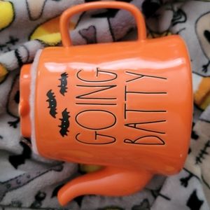 Rae Dunn Halloween Going Batty Teapot Orange 2022